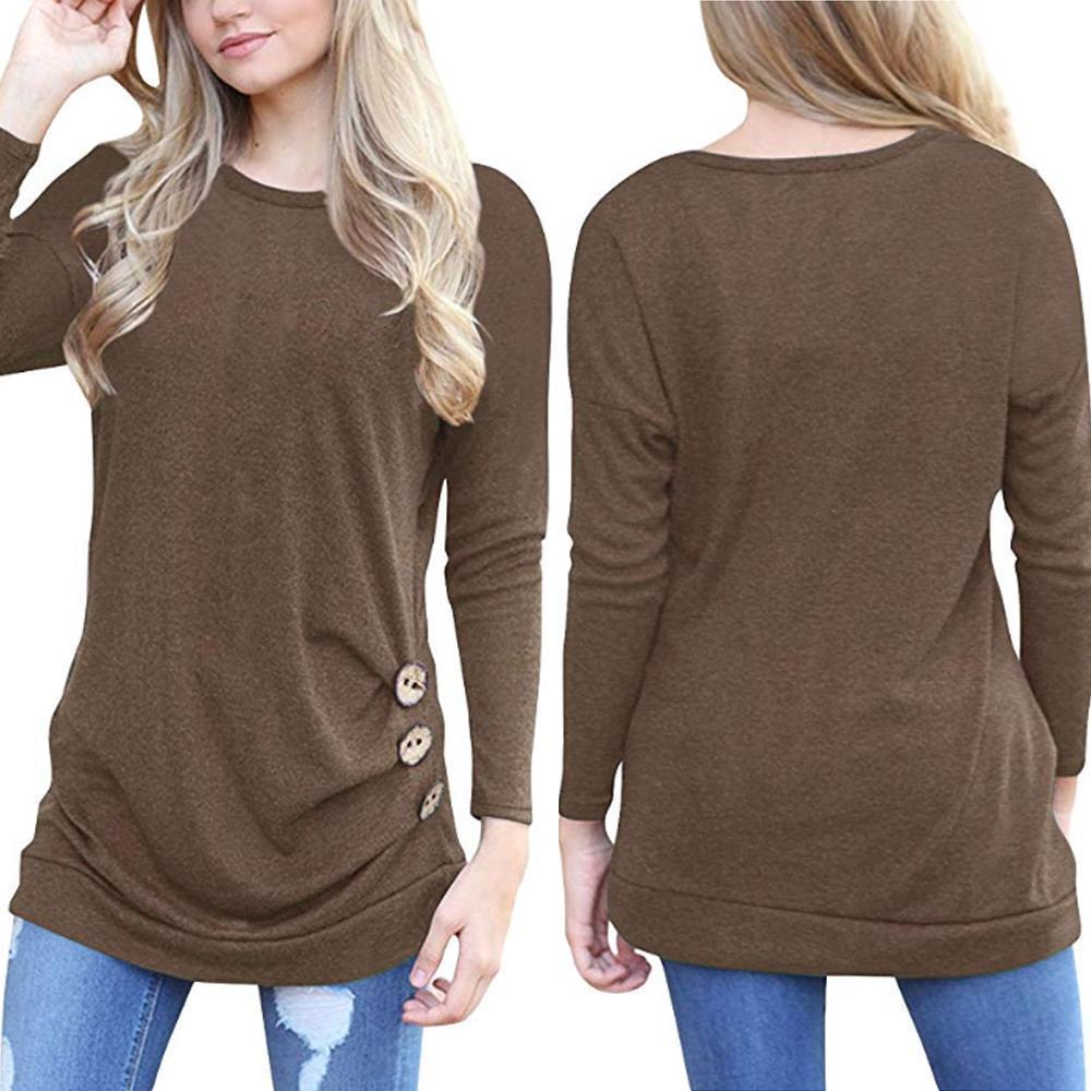 Lässiges Langarm Rundes Hals-Shirt Für Frauen