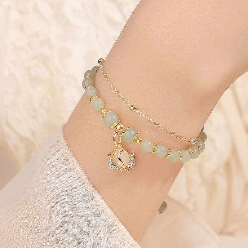 Hetian Jade Glücksarmband aus Goldfolie