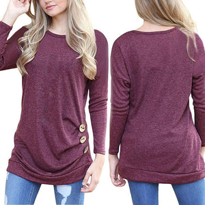 Lässiges Langarm Rundes Hals-Shirt Für Frauen