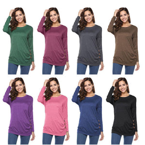 Lässiges Langarm Rundes Hals-Shirt Für Frauen