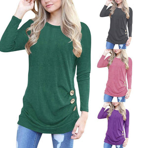 Lässiges Langarm Rundes Hals-Shirt Für Frauen