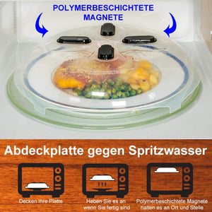 Mikrowellenplattenabdeckung mit magnetischer Mikrowellenabdeckung für Lebensmittel, spülmaschinenfest, BPA-FREI