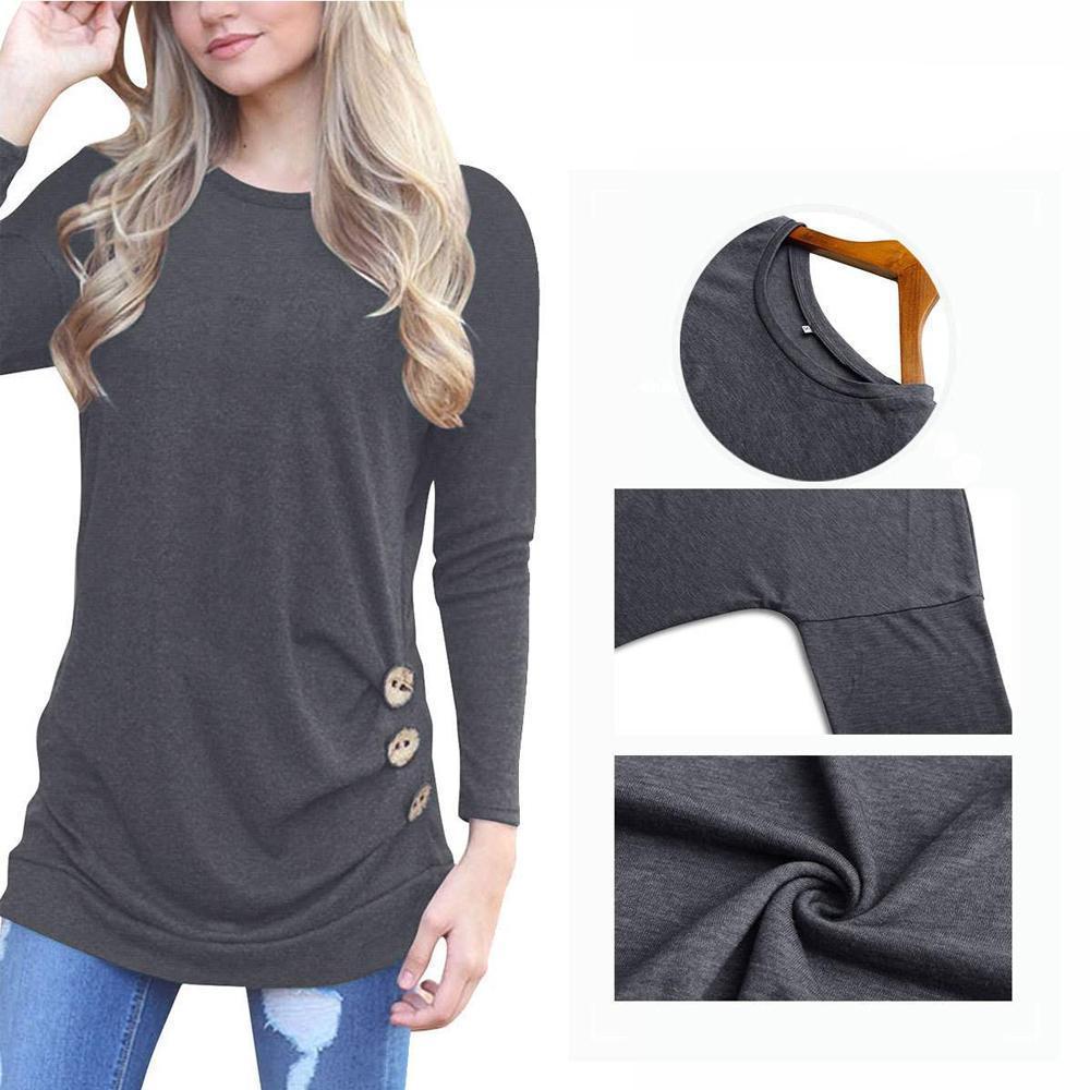 Lässiges Langarm Rundes Hals-Shirt Für Frauen