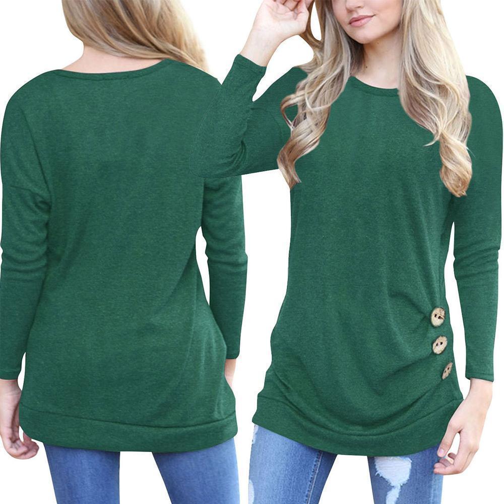 Lässiges Langarm Rundes Hals-Shirt Für Frauen