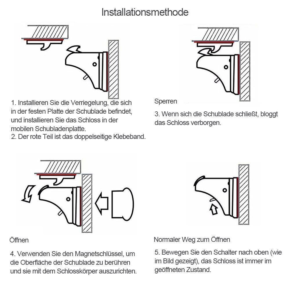 Bequee Magnetische unsichtbare Schrank-und Schubladensicherung, Weiß, 4 Stücke