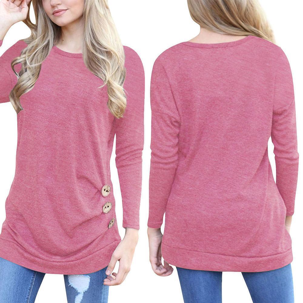Lässiges Langarm Rundes Hals-Shirt Für Frauen