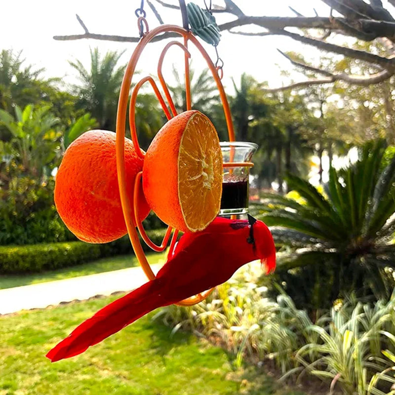 Süßer orangefarbener Vogelhäuschen