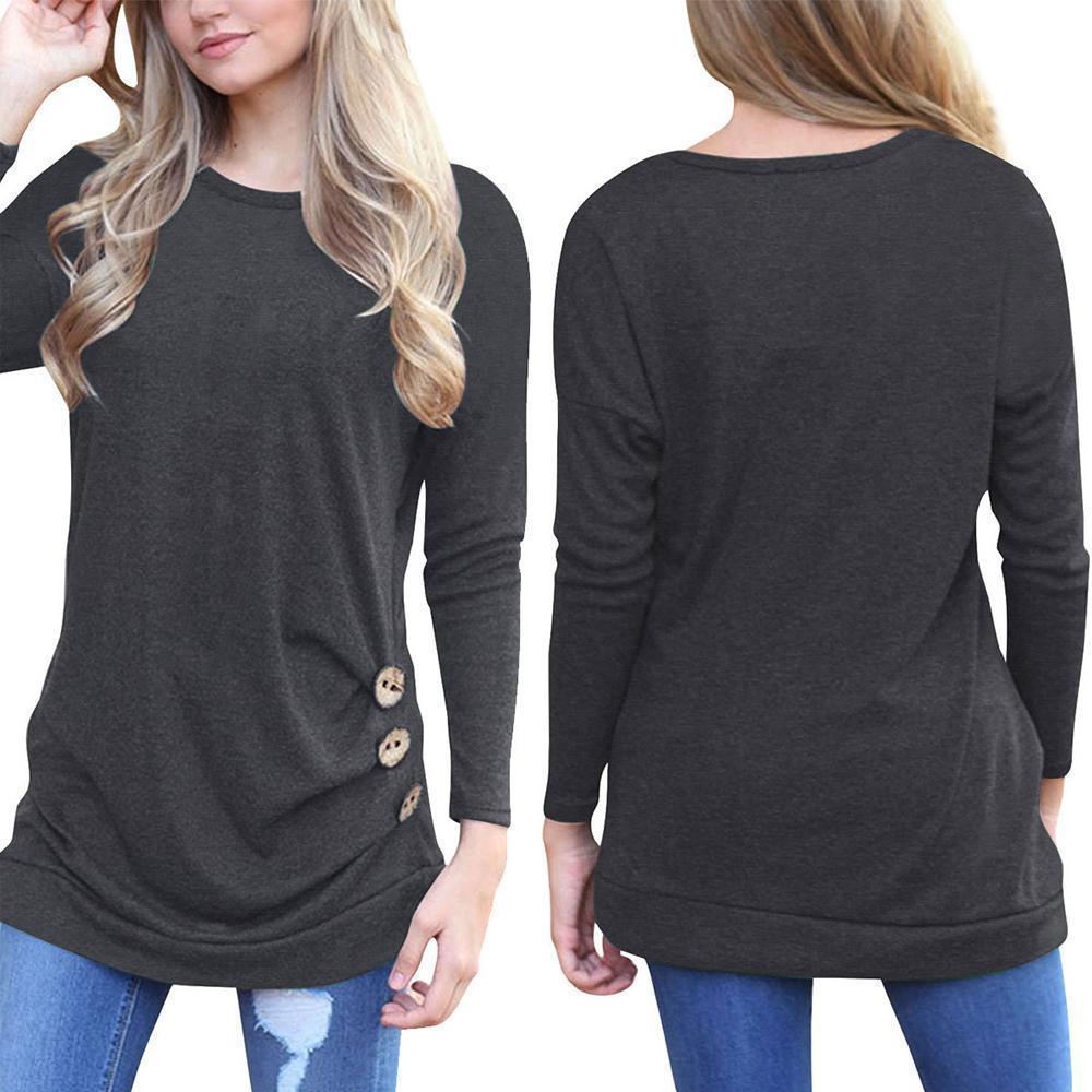 Lässiges Langarm Rundes Hals-Shirt Für Frauen