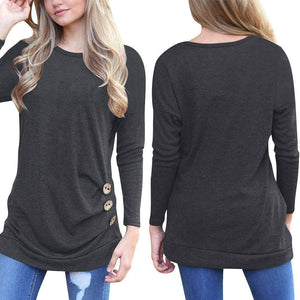 Lässiges Langarm Rundes Hals-Shirt Für Frauen