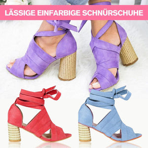 Lässige Einfarbige Schnürschuhe mit hohen Absätzen
