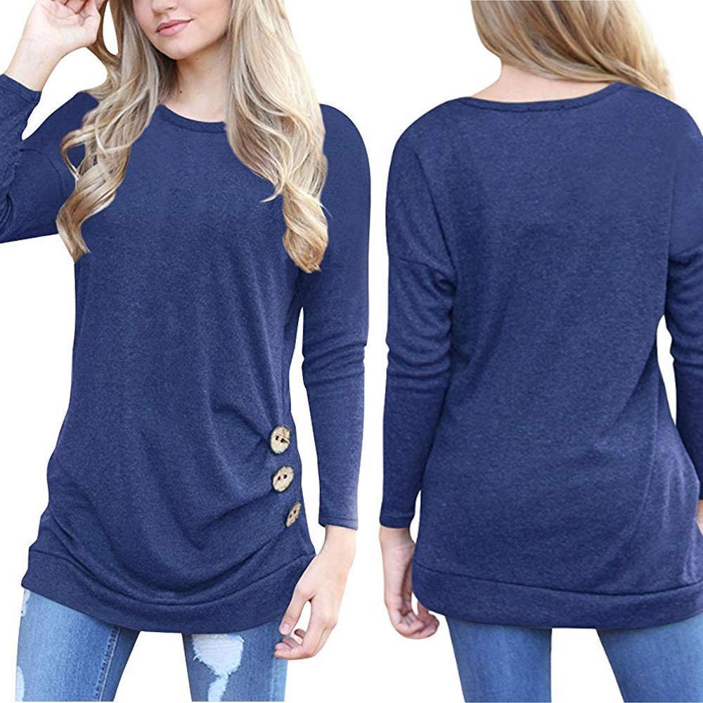 Lässiges Langarm Rundes Hals-Shirt Für Frauen