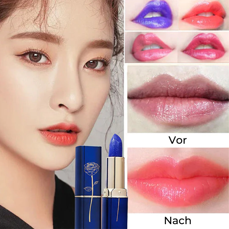 Blauer wasserfester Lippenstift mit Farbwechsel